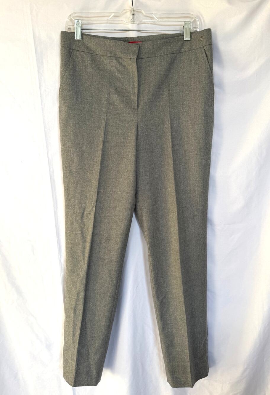 CH Carolina Herrera Wool Dress Trousers Pants Soft Melange Gray Slim, US 6